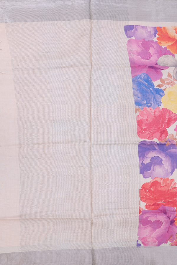 Tussar Silk Saree In Multicolor With Floral Design