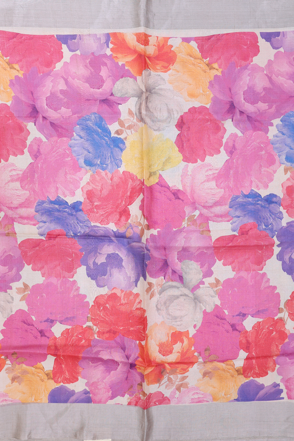 Tussar Silk Saree In Multicolor With Floral Design