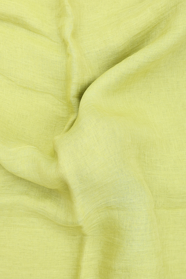 Linen Saree In Plain Lime Green With Zari Border