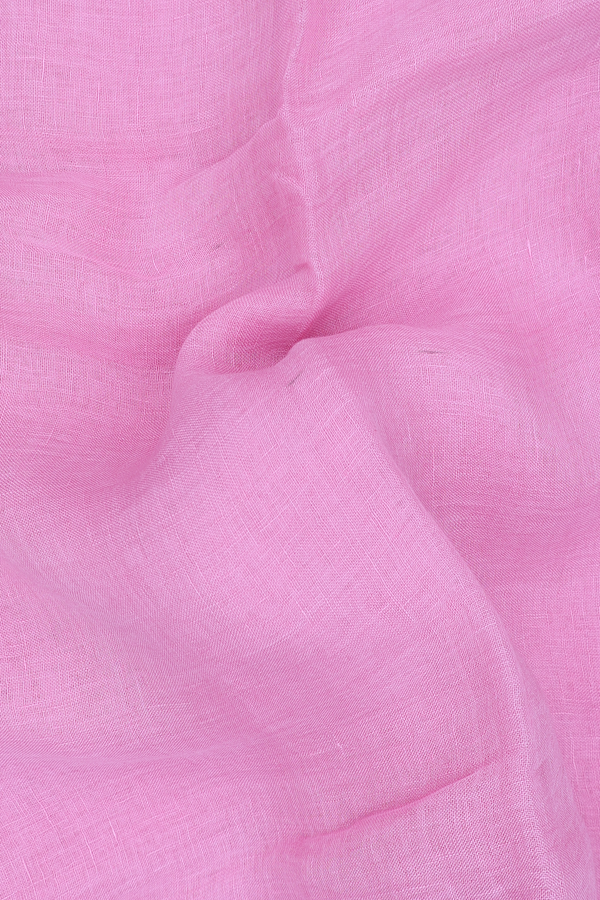 Linen Saree In Pink With Zari Border