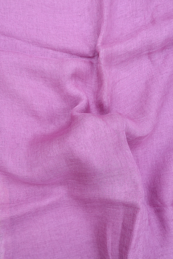 Linen Saree In Plain Dusty Lavender With Zari Border
