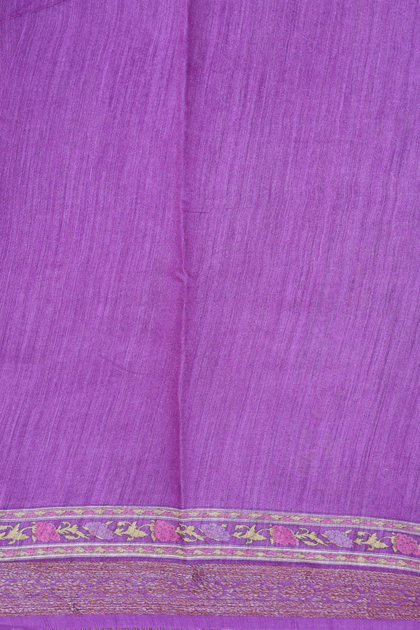 Chanderi Silk Cotton Saree In Lavender With Floral Design