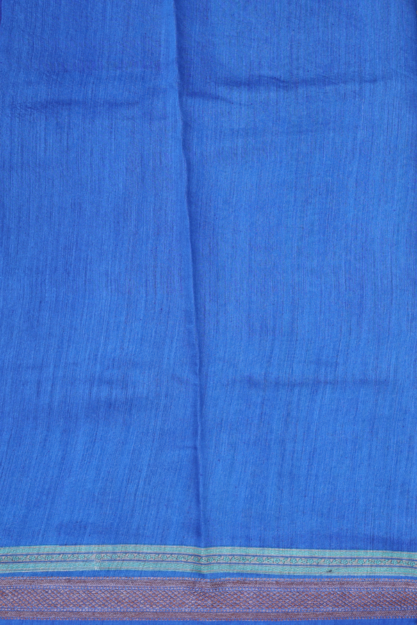 Chanderi Silk Cotton Saree In Indigo Blue With Floral Design