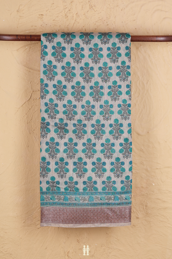 Chanderi Silk Cotton Saree In Cream Color With Floral Buttas