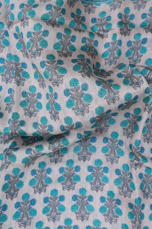 Chanderi Silk Cotton Saree In Cream Color With Floral Buttas