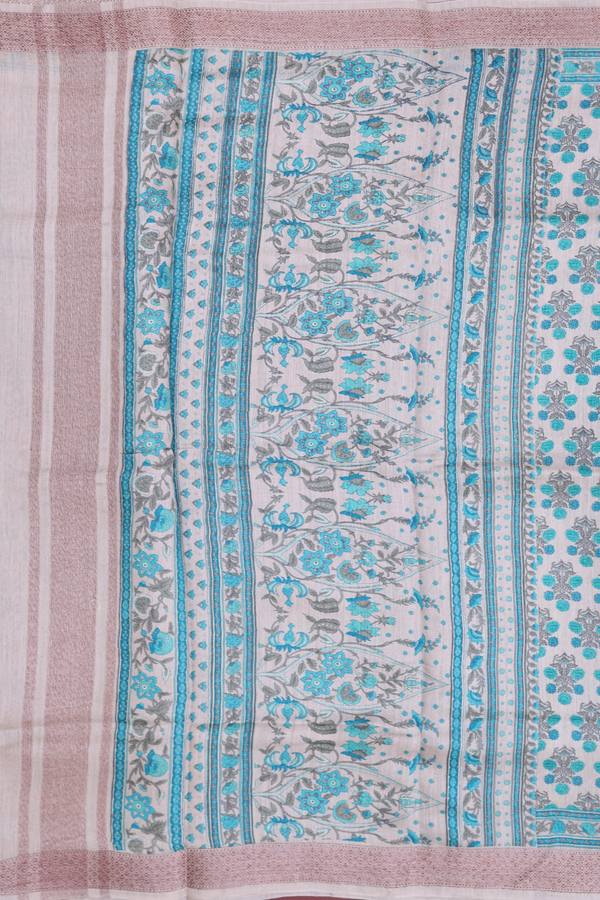 Chanderi Silk Cotton Saree In Cream Color With Floral Buttas