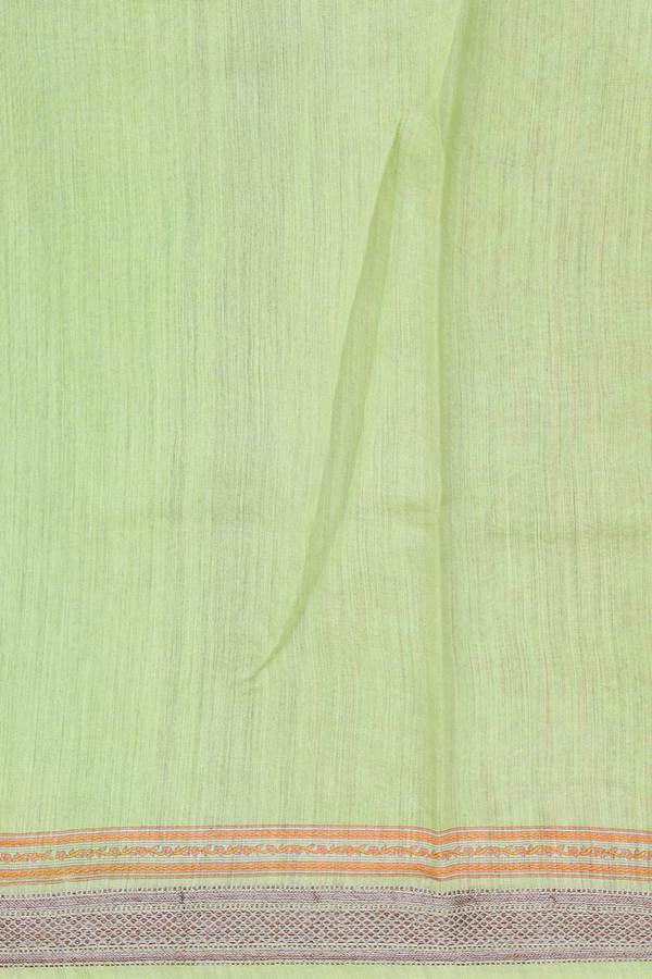Chanderi Silk Cotton Saree In Light Green With Floral Design