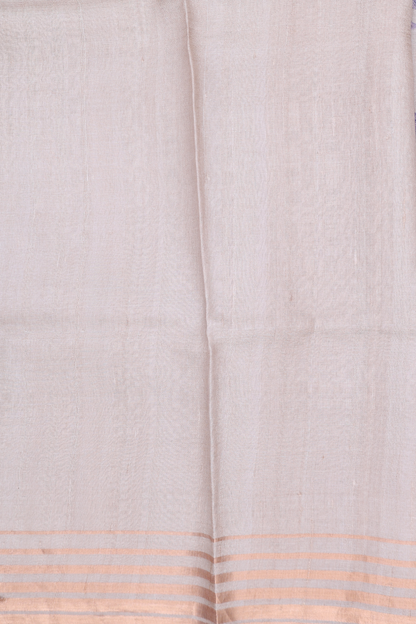 Tussar Silk Saree In Cream Color With Leaf Design