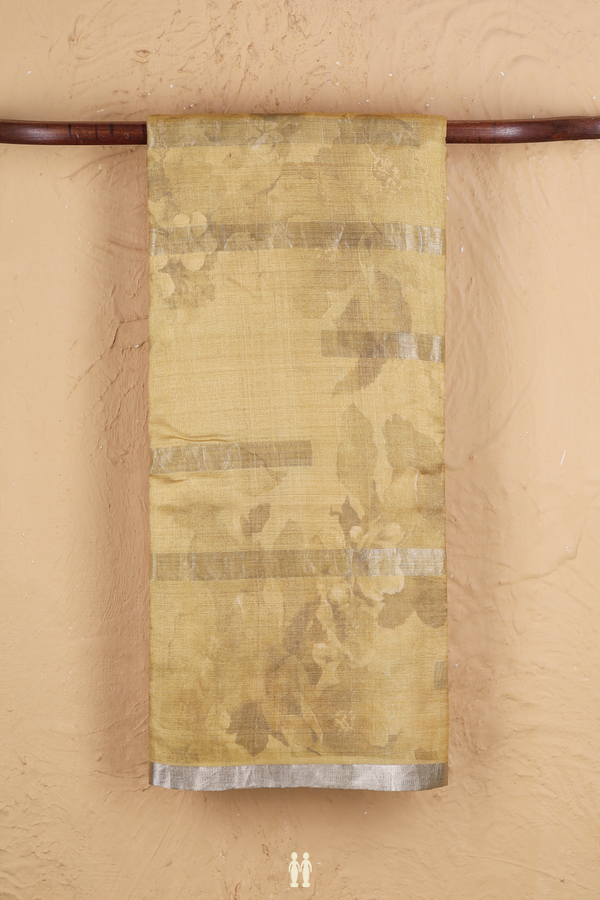 Tussar Silk Saree In Yellow With Allover Design