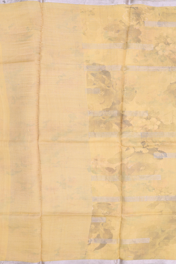 Tussar Silk Saree In Yellow With Allover Design
