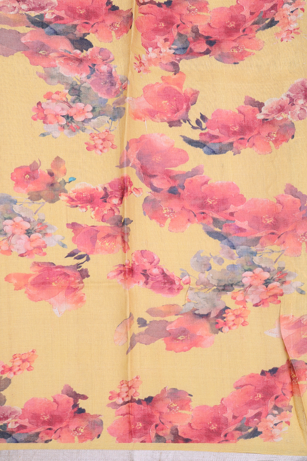 Tussar Silk Saree In Yellow With Allover Design