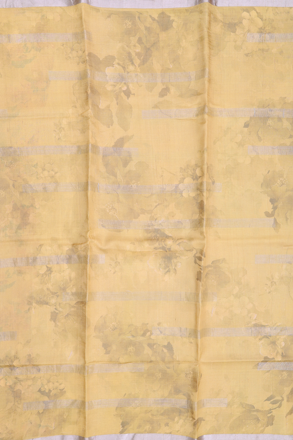 Tussar Silk Saree In Yellow With Allover Design