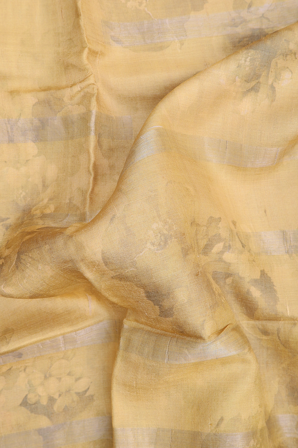 Tussar Silk Saree In Yellow With Allover Design