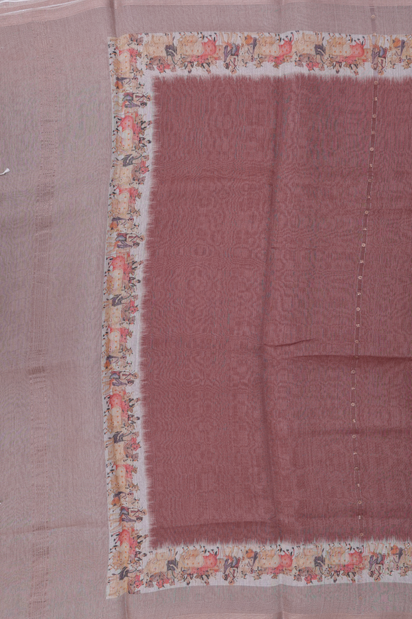 Bailu Silk Saree In Cocoa Brown With Stripes Design