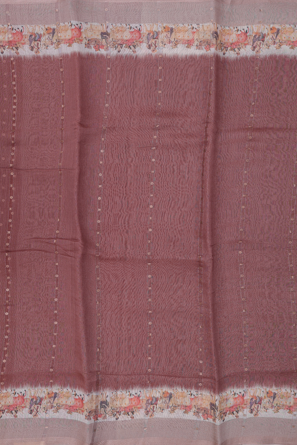 Bailu Silk Saree In Cocoa Brown With Stripes Design