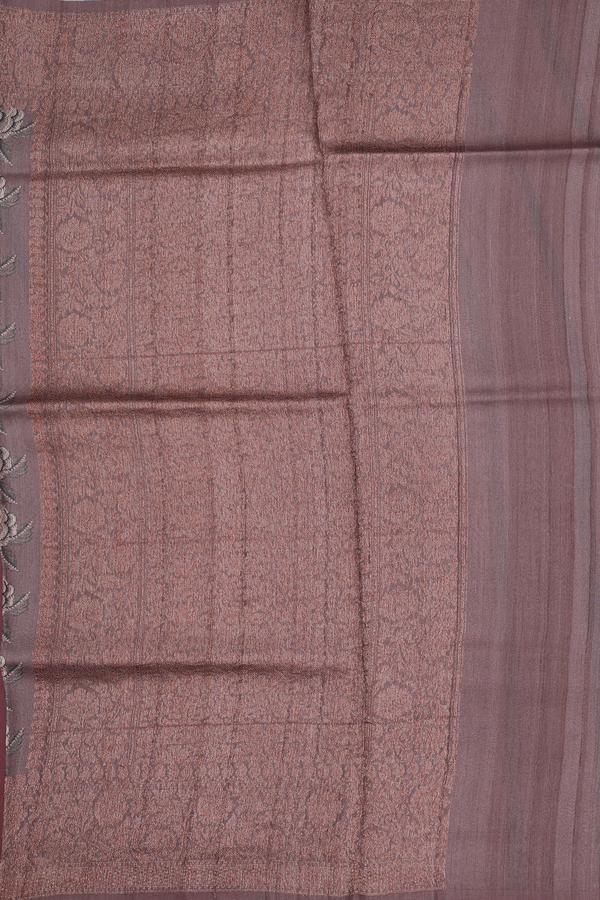 Tussar Silk Saree In Brown With Zari Buttas