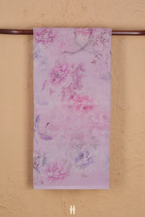 Organza Silk Saree In Pink With Printed Design