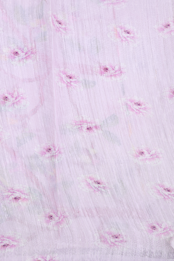 Organza Silk Saree In Pink With Printed Design