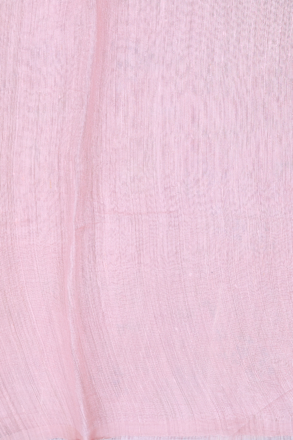 Organza Silk Saree In Peach Pink With Floral Design
