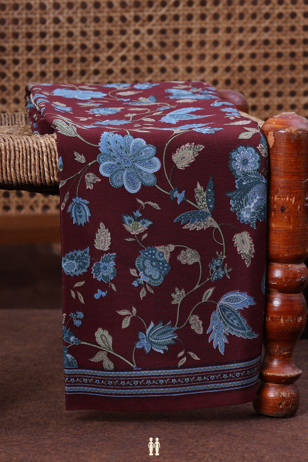 Crepe Saree In Brown With Floral Printed Design