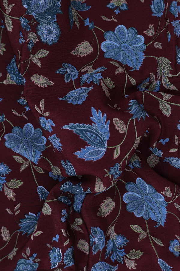 Crepe Saree In Brown With Floral Printed Design