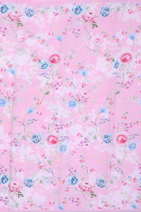 Crepe Saree In Pink With Floral Design