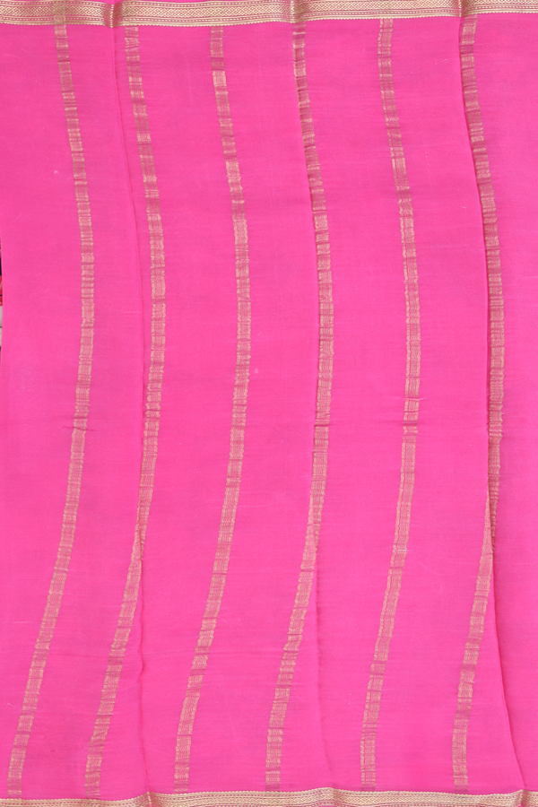 Crepe Saree In Prussian Blue With Floral Design
