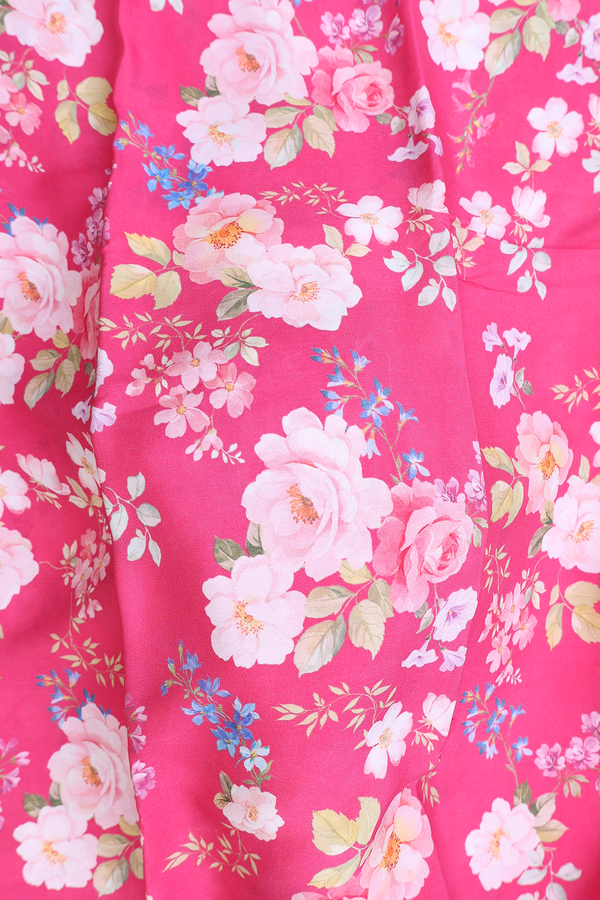 Crepe Saree In Pink With Floral Design