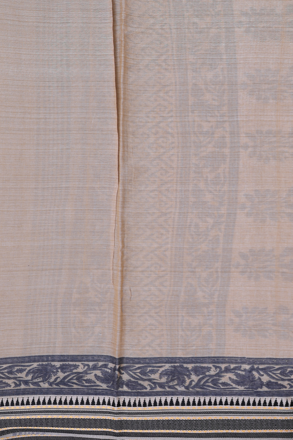 Chanderi Silk Cotton Saree Cream Color With Paisley Design