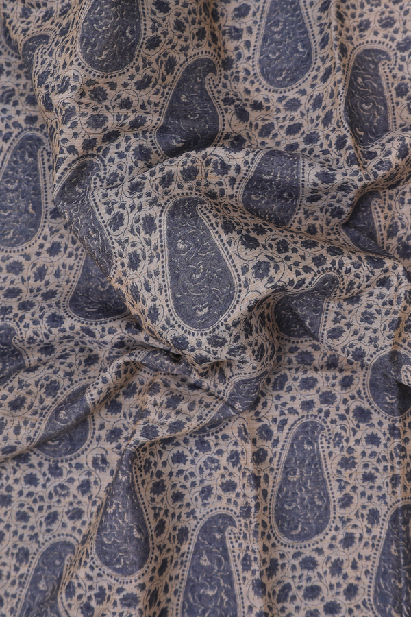 Chanderi Silk Cotton Saree Cream Color With Paisley Design