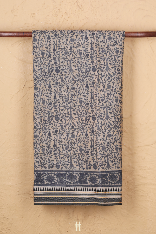 Chanderi Silk Cotton Saree In Cream With Allover Design
