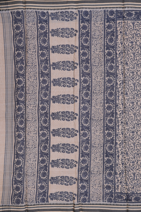 Chanderi Silk Cotton Saree In Cream With Allover Design