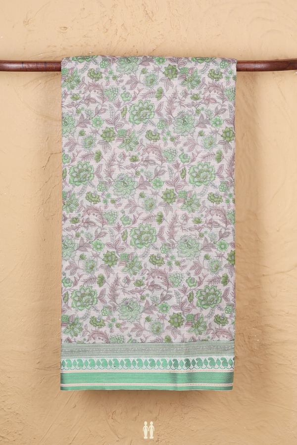 Chanderi Silk Cotton Saree In White With Floral Design