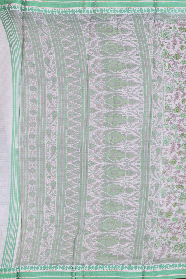 Chanderi Silk Cotton Saree In White With Floral Design