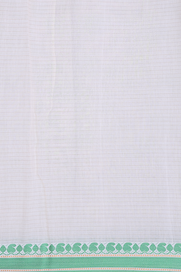 Chanderi Silk Cotton Saree In White With Floral Design