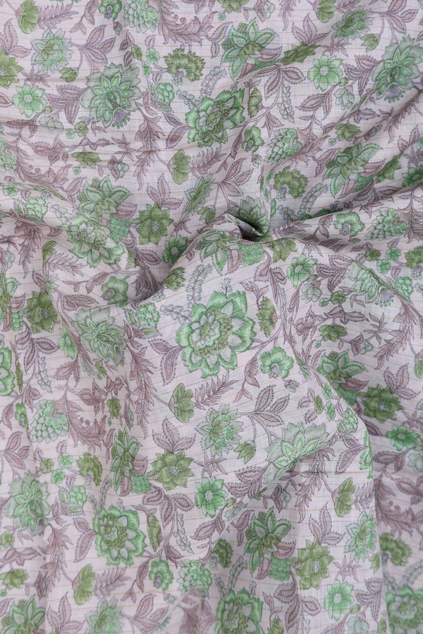 Chanderi Silk Cotton Saree In White With Floral Design