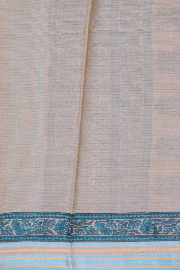 Chanderi Silk Cotton Saree In Cream Color With Floral Design