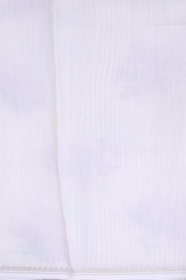 Organza Silk Saree In White With Floral Printed Design