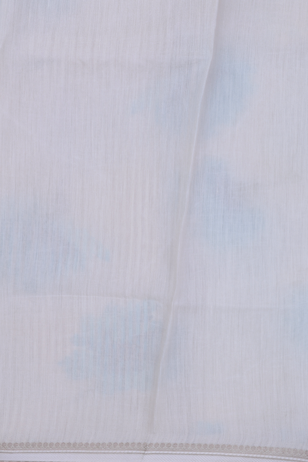 Organza Silk Saree In White With Floral Printed Design