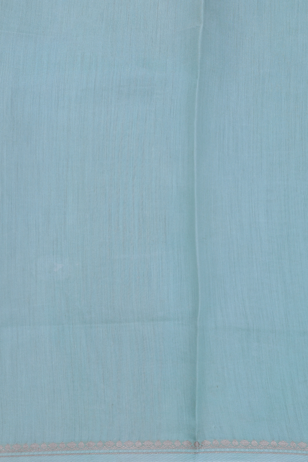 Organza Silk Saree In Turkish Blue With Fish Design