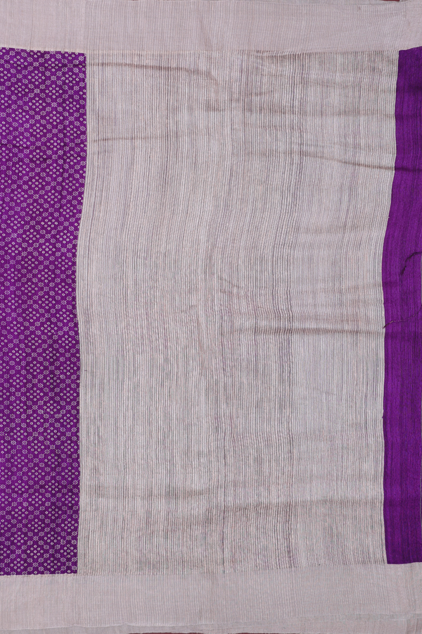 Linen Saree In Purple With Printed Design