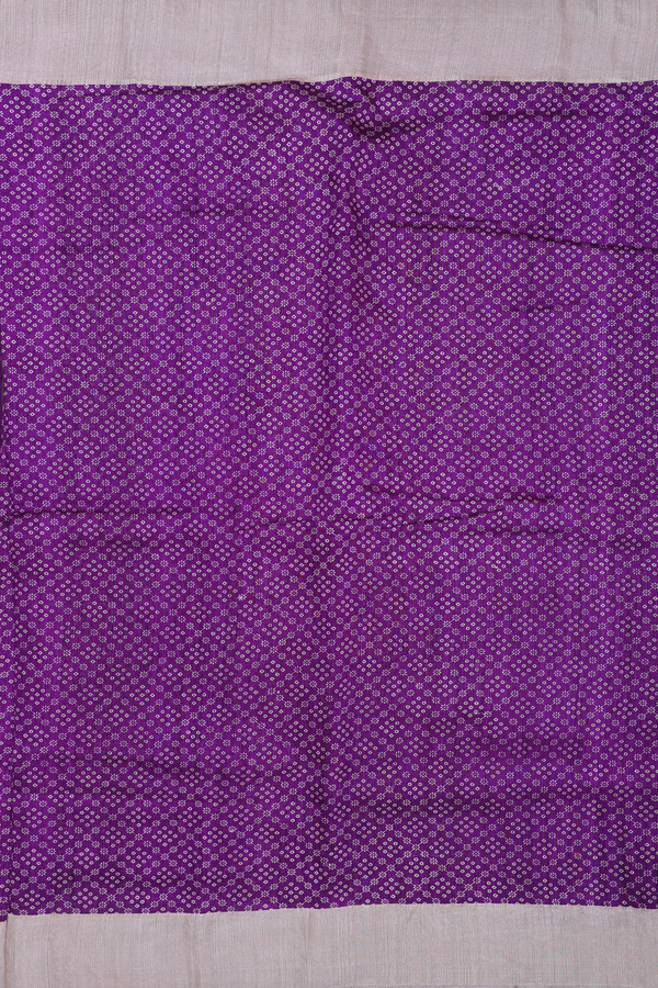 Linen Saree In Purple With Printed Design