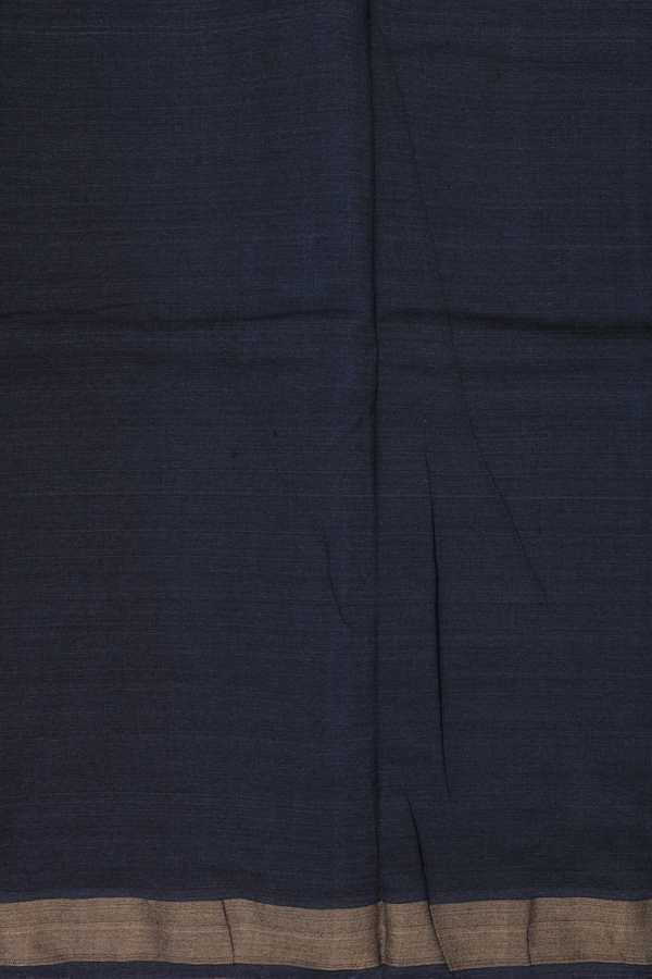Jute Saree In Blue With Warli Threadwork Buttas
