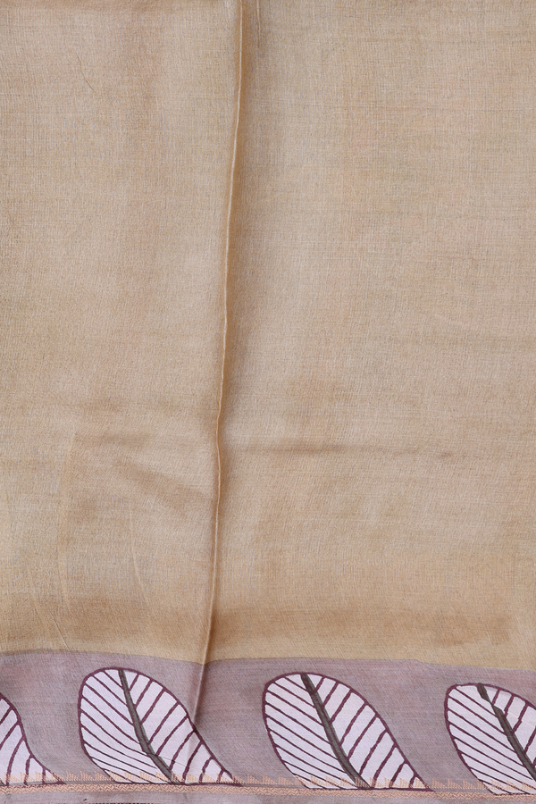 Tussar Silk Saree In Plum Brown With Floral Design
