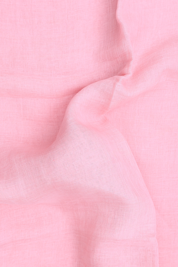 Linen Saree In Pastel Pink With Zari Border