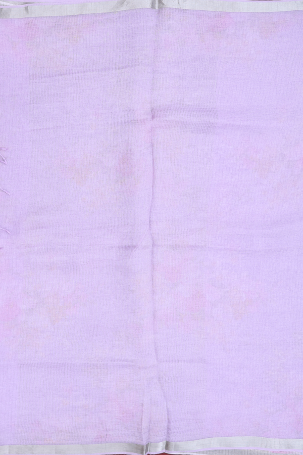 Linen Saree In Pastel Purple With Zari Border