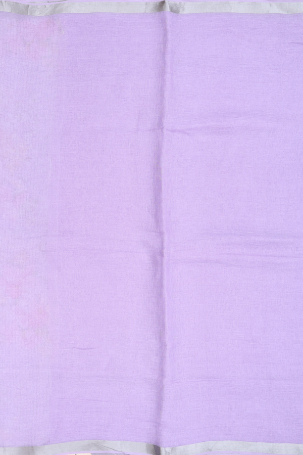 Linen Saree In Pastel Purple With Zari Border