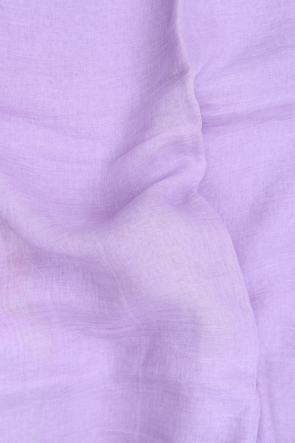 Linen Saree In Pastel Purple With Zari Border