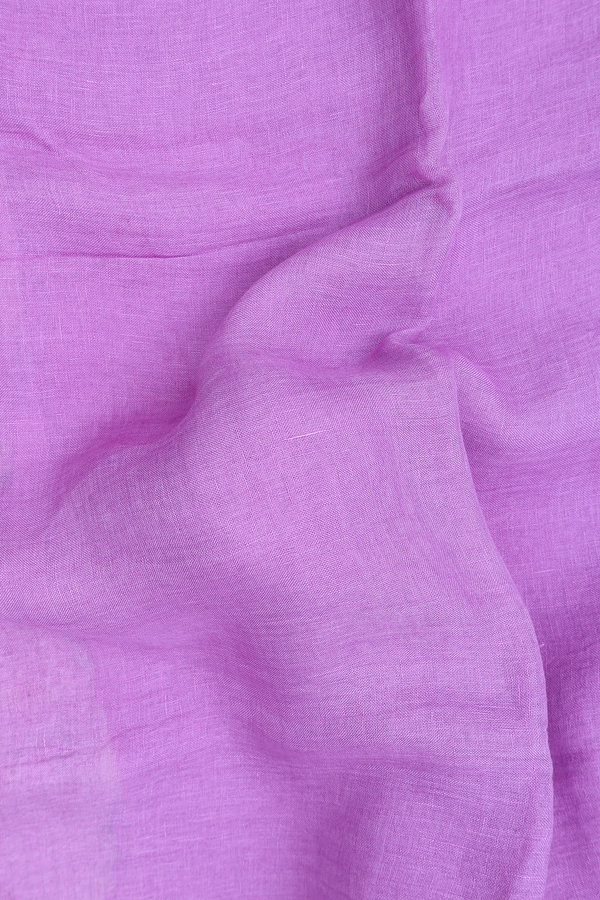 Linen Saree In Lavender With Zari Border