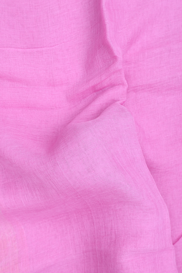 Linen Saree In Lilac Pink With Zari Border